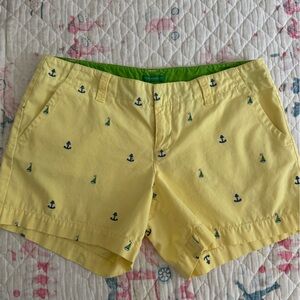 Lilly Pulitzer Yellow Anchor & Buoy Embroidered Cotton Shorts